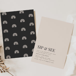 Sip noir et blanc & Voir Invitation de fête Rainbo