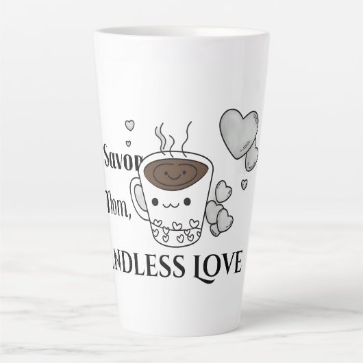 Sip Savour Love Mom Latte Mug (Devant)