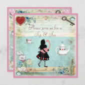 Sip & See Alice in Wonderland Baby shower Kaart (Voorkant / Achterkant)