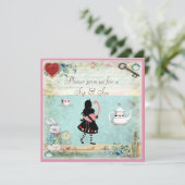 Sip & See Alice in Wonderland Baby shower Kaart (Staand voorkant)