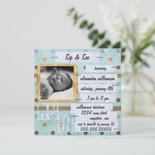 Sip & See Baby Invitation (Debout devant)