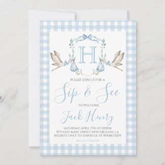 Sip & See Boy Stork Preppy Blue Gingham Kaart