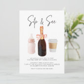 Sip & See Waterverf Champagne Coffee roze Kaart (Staand voorkant)