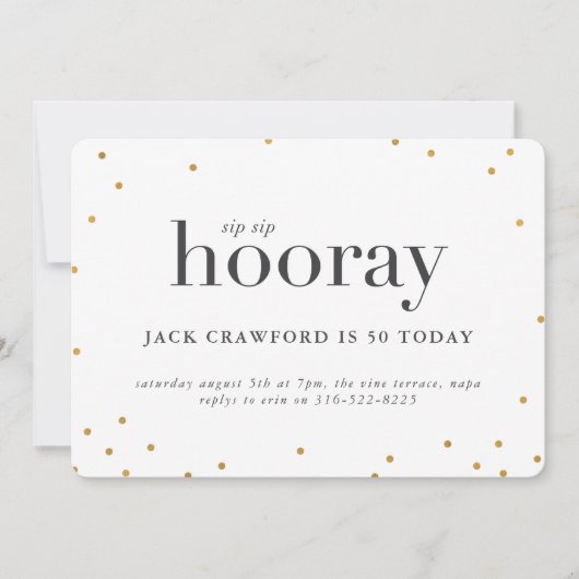 Sip sip hoera verjaardagsfeestje uitnodiging (Voorkant)