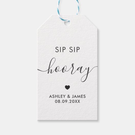 Sip Sip Hoeraa Labels, Trouwcadeau Label, Kraft Cadeaulabel (Voorkant)
