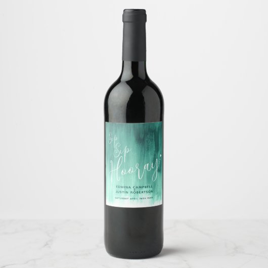 Sip Sip honay mariage émeraude étiquettes vin vert (Devant)