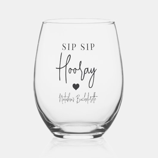 Sip Sip Hooray Bachelorette Party Wijnglas Zonder Voet (Voorkant)