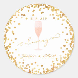 Sip Sip Hooray Bachelorette Verloving Brunch Ronde Sticker