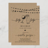 Sip Sip Hooray Birthday Party Kaart (Voorkant / Achterkant)