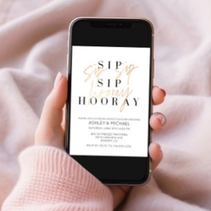 Sip Sip Hooray Black Gold Photo Couple's Shower Kaart