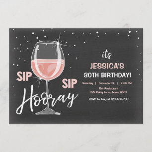 Sip Sip Hooray Chalkboard Wine Adult Birthday Kaart