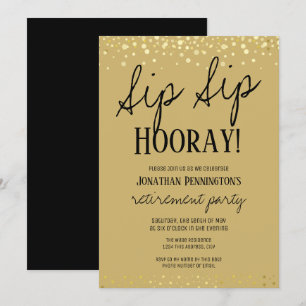 Sip Sip Hooray Elegant Gold Retirement Party Invit Kaart