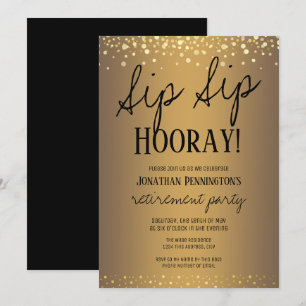 Sip Sip Hooray Elegant Gold Retirement Party Kaart
