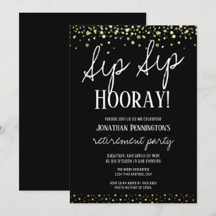 Sip Sip Hooray Elegant Gold Retirement Party Kaart