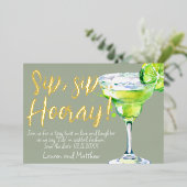 Sip, Sip Hooray. Funny Cocktail Save the Date Folie Uitnodiging (Staand Voorkant)