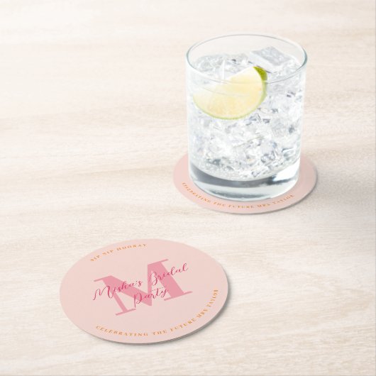 Sip Sip Hooray Initiaal Roze Onderzetter (Insitu)