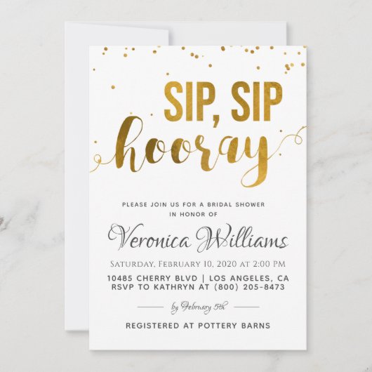 Sip Sip Hooray Invitation de la douche nuptiale (Devant)