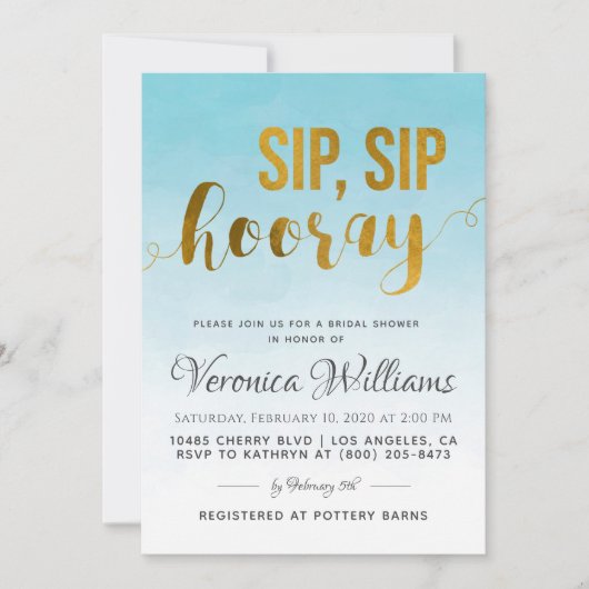 Sip Sip Hooray Invitation de la douche nuptiale (Devant)
