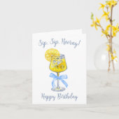 Sip Sip Hooray Limoncello Verjaardag Kaart (Gele Bloem)