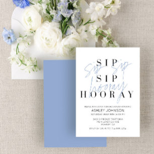 Sip Sip Hooray Modern Steel Blue Vrijgezellenfeest Kaart