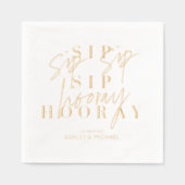 Sip Sip Hooray moderne Script Engagement Party Gol (Recto)
