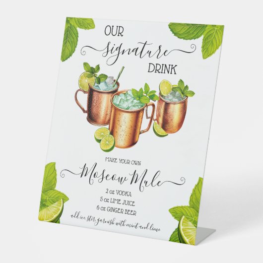 SIP, SIP Hooray Moscow Mule Signature Drink Recept Reclamebord Met Voetstuk (Voorkant)