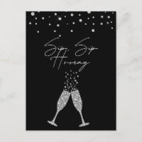 Sip Sip Hooray noir et blanc carte postale d'anniv