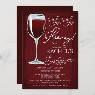 Sip Sip Hooray Red Wine Bachelorette Party Kaart