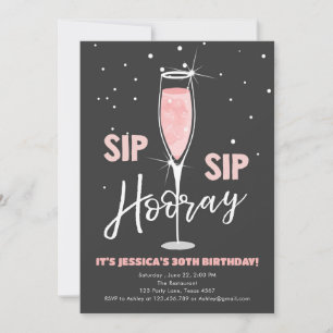 Sip Sip Hooray Roos Wine Verras Roze Birthday Kaart