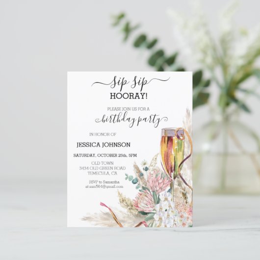 Sip Sip Hooray Verjaardagsfeest Budget Champagnett (Staand voorkant)