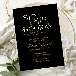 Sip Sip Hooray Verloving Feest Folie Uitnodiging