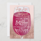 Sip Sip Hooray Waterverf Wijnproeverij Verjaardag Kaart (Voorkant)