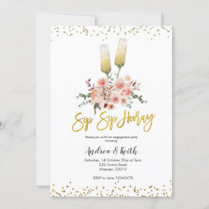 Sip Sip Hooray Wine Engagement Kaart