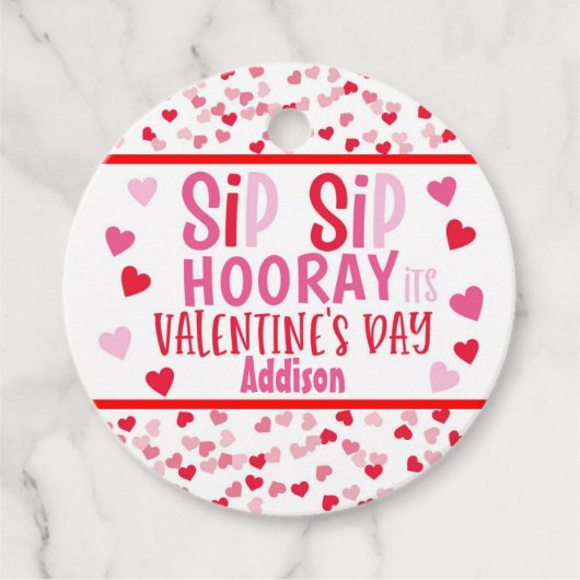 Sip SIp horay strow valentijn voor Ronde Bedankjes Labels (Voorkant)