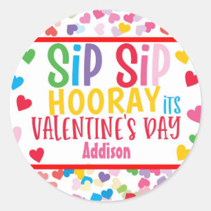 Sip SIp horay strow valentijn voor Ronde Favor F Ronde Sticker