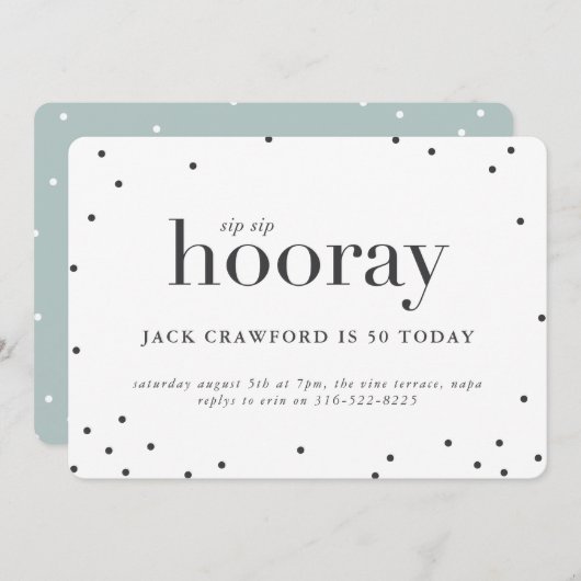 Sip sip horay verjaardagsfeest kaart (Voorkant / Achterkant)