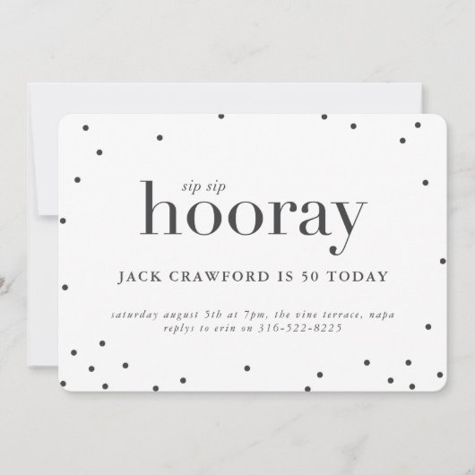 Sip sip horay verjaardagsfeest kaart (Voorkant)