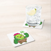 Sip & Smile Coaster – Cactus Says Hi Vierkante Kartonnen Onderzetter (Insitu)
