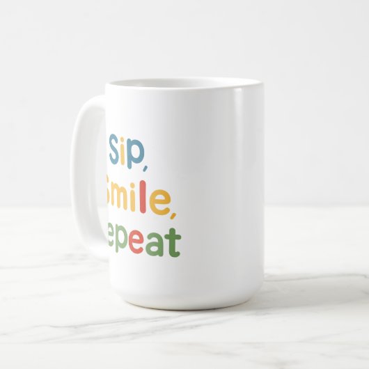 Sip, Smile, Repeat - Classique Mug 15 oz (Devant gauche)