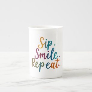 Sip, Smile, Repeat - Specialty Bone China Mokken