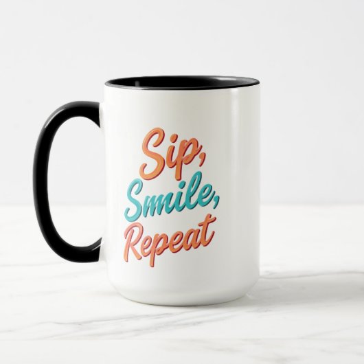 Sip, Sourire, Répéter - 15 oz Combo Mug (Gauche)