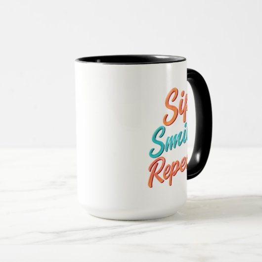 Sip, Sourire, Répéter - 15 oz Combo Mug (Devant droit)