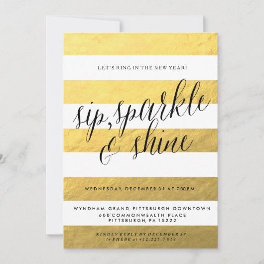 SIP, SPARKLE, SHINE Holiday Party Invitation (Devant)