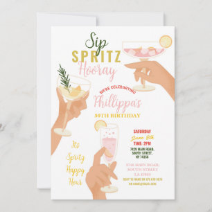 Sip Spritz Hooray Party Cocktails Drink verjaardag Kaart