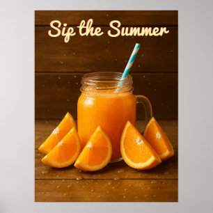 Sip Summer - Poster d'aquarelle de jus d'orange