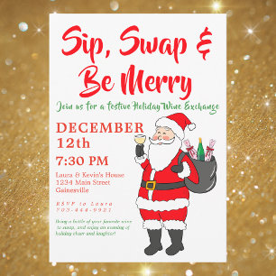 Sip, Swap & Be Merry Holiday Wine Exchange Party Feestdagenkaart
