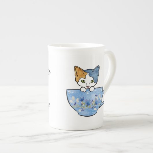Sip Tea en Pet My Cat China Mok (Voorkant rechts)