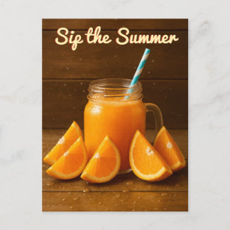 Sip the Summer - Briefkaart van Oranje vruchtensap