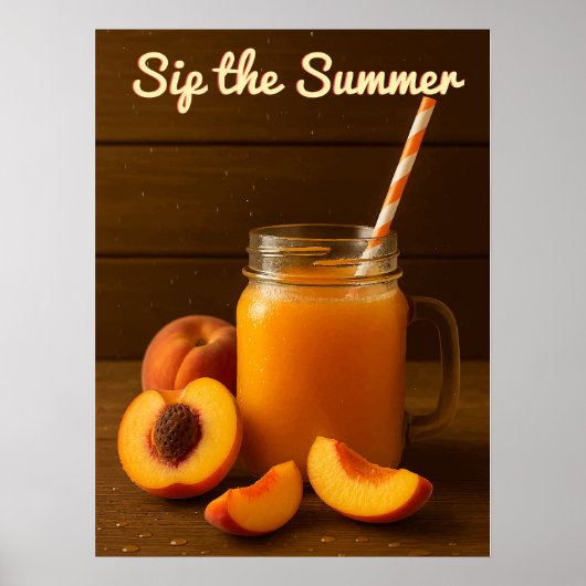 Sip the Summer – Fresh Peach Juice Poster Afdrukke (Voorkant)