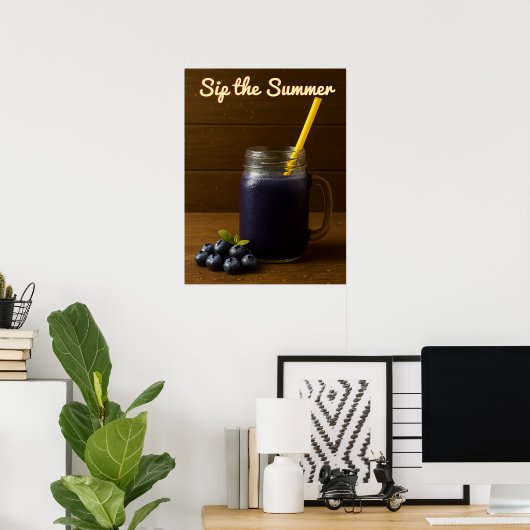Sip the Summer - Verfrissend bosbessensap Poster (Thuiskantoor)